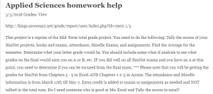 Applied Sciences homework help