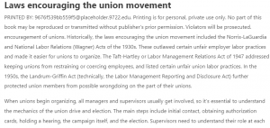 Laws encouraging the union movement