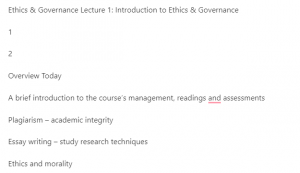Introduction to Ethics & Governance.