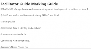 Facilitator Guide Marking Guide
