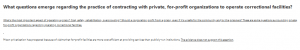 What questions emerge regarding the practice of contracting with private, for-profit organizations to operate correctional facilities? 