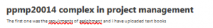ppmp20014 complex in project management 
