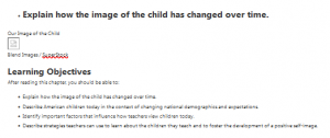 Explain how the image of the child has changed over time.