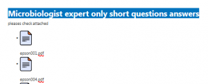 Microbiologist expert only short questions answers