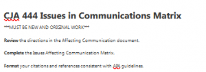 CJA 444 Issues in Communications Matrix 