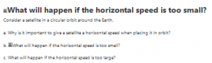 What will happen if the horizontal speed is too small?