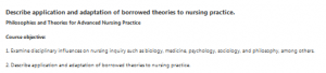 Describe application and adaptation of borrowed theories to nursing practice.