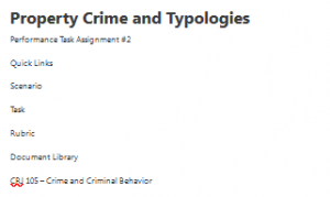 Property Crime and Typologies