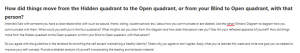 How did things move from the Hidden quadrant to the Open quadrant, or from your Blind to Open quadrant, with that person?