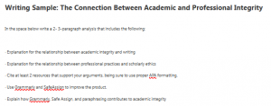 Writing Sample: The Connection Between Academic and Professional Integrity