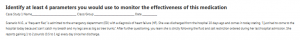 Identify at least 4 parameters you would use to monitor the effectiveness of this medication