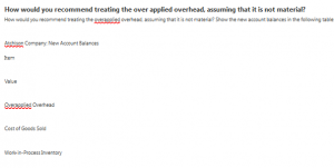 How would you recommend treating the over applied overhead, assuming that it is not material?