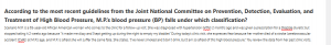 According to the most recent guidelines from the Joint National Committee on Prevention, Detection, Evaluation, and Treatment of High Blood Pressure, M.P.’s blood pressure (BP) falls under which classification?