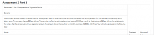 Assessment 2 Part 1: Interpretation of Regression Results