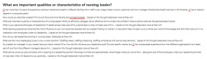 What are important qualities or characteristics of nursing leader?