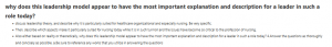 why does this leadership model appear to have the most important explanation and description for a leader in such a role today?