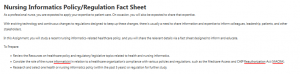 Nursing Informatics Policy/Regulation Fact Sheet