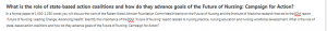 What is the role of state-based action coalitions and how do they advance goals of the Future of Nursing: Campaign for Action?
