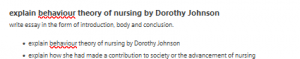 explain behavior theory of nursing by Dorothy Johnson