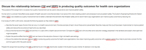 Discuss the relationship between CQI and SEIPS in producing quality outcomes for health care organizations