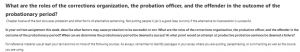 What are the roles of the corrections organization, the probation officer, and the offender in the outcome of the probationary period?