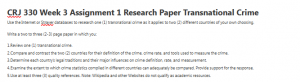 CRJ 330 Week 3 Assignment 1 Research Paper Transnational Crime