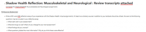 Shadow Health Reflection: Musculoskeletal and Neurological : Review transcripts attached