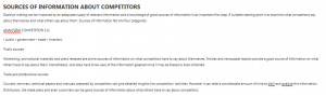 SOURCES OF INFORMATION ABOUT COMPETITORS