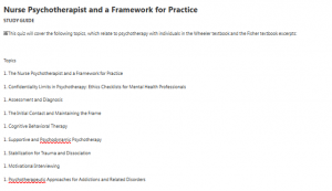 Nurse Psychotherapist and a Framework for Practice