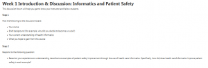 Week 1 Introduction & Discussion: Informatics and Patient Safety