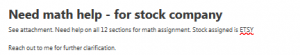 Need math help - for stock company