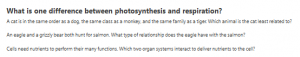 What is one difference between photosynthesis and respiration?