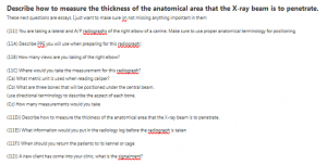 Describe how to measure the thickness of the anatomical area that the X-ray beam is to penetrate.