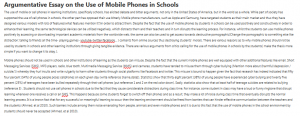 Argumentative Essay on the Use of Mobile Phones in Schools