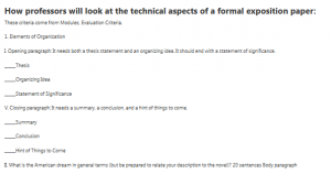 How professors will look at the technical aspects of a formal exposition paper: