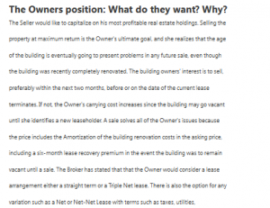 The Owners position: What do they want? Why?