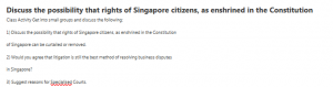 Discuss the possibility that rights of Singapore citizens, as enshrined in the Constitution