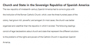 Church and State in the Sovereign Republics of Spanish America