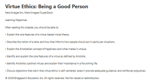 Virtue Ethics: Being a Good Person