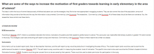 What are some of the ways to increase the motivation of first graders towards learning in early elementary in the area of science?