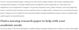 Nursing research paper writing service
