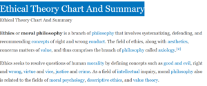 Ethical Theory Chart And Summary