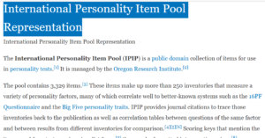 International Personality Item Pool Representation