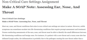 Non-Critical Care Settings Assignment