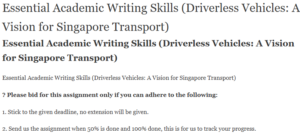 Essential Academic Writing Skills (Driverless Vehicles: A Vision for Singapore Transport​)