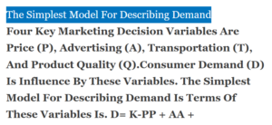The Simplest Model For Describing Demand