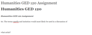 Humanities GED 120 Assignment