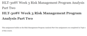 HLT-308V Week 3 Risk Management Program Analysis Part Two