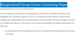 Marginalized Group Career Counseling Paper