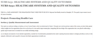 NURS 6231: HEALTHCARE SYSTEMS AND QUALITY OUTCOMES